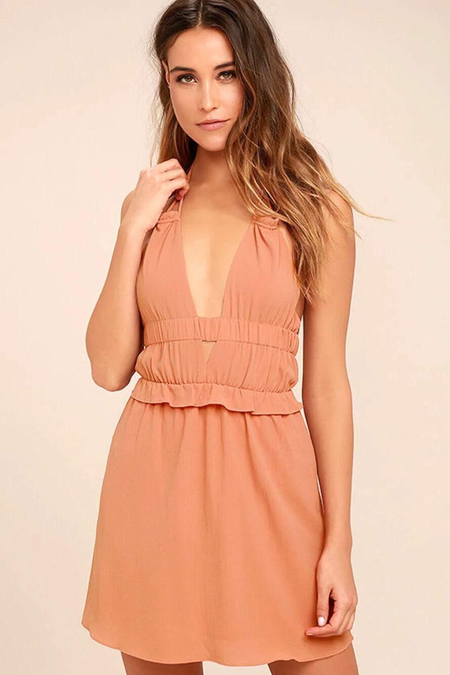Tavik Mini Halter Dress Rose Blush Pink Size Medium